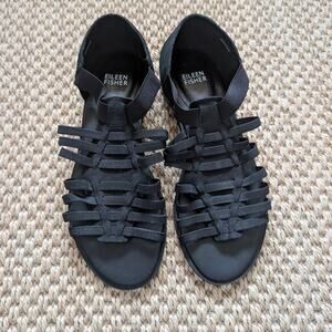 EILEEN FISHER Rato Stretch Slip-On Fisherman Sandals, Black, size 7, NWOB